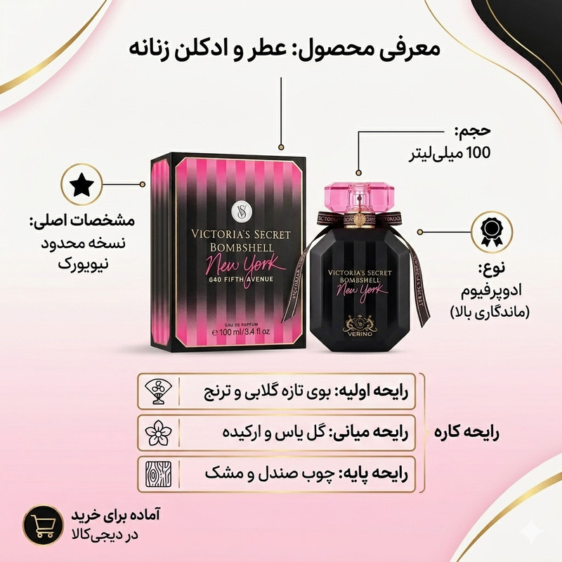 ادوپرفیوم زنانه وکینگ مدل ویکتوریا سکرت نیویورک با رایحه گرم حجم 100 میلیلیتر